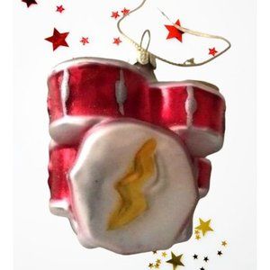 Retro Drums Ornament Glass Musical Band Instrument Christmas Gift New